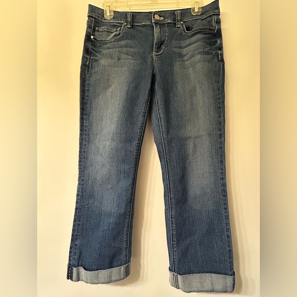 White House Black Market Women’s Slim Crop Cuffed Capri Jeans SZ 8
